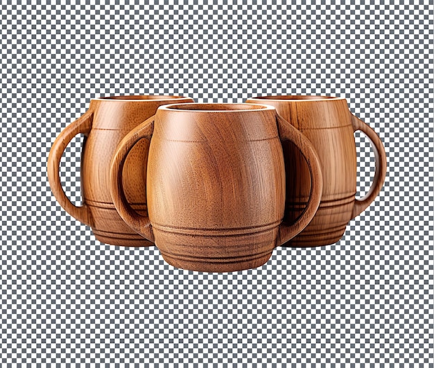 PSD so beautiful beerbwooden mugs isolated on transparent background