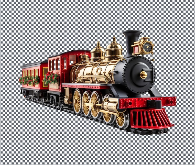 PSD so beautiful christmas train isolated on transparent background