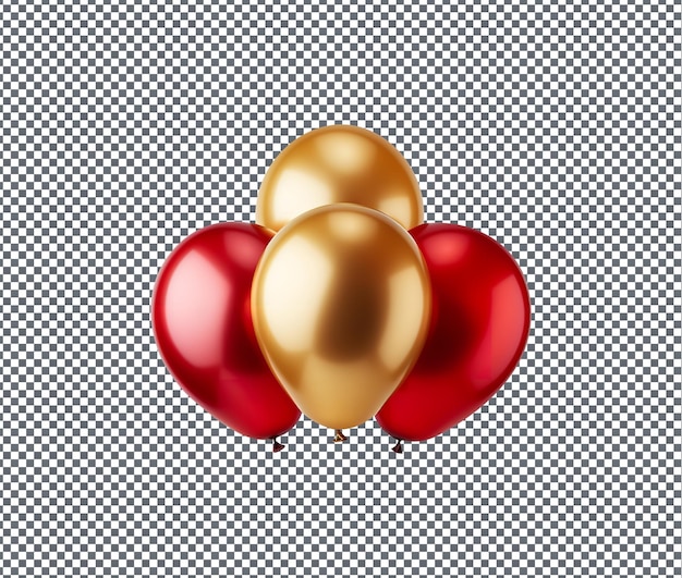 PSD so beautiful red and gold balloons isolated on transparent background
