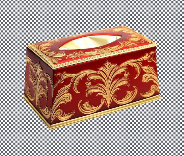 So beautiful red and gold tissue box isolated on transparent background