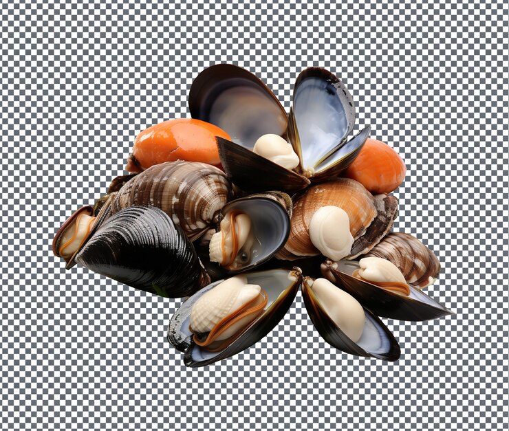 PSD so beautiful shellfish mussels isolated on transparent background