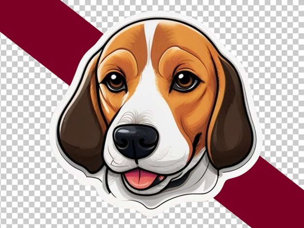 PSD so cute beagle dog kawaii style sticker with white border