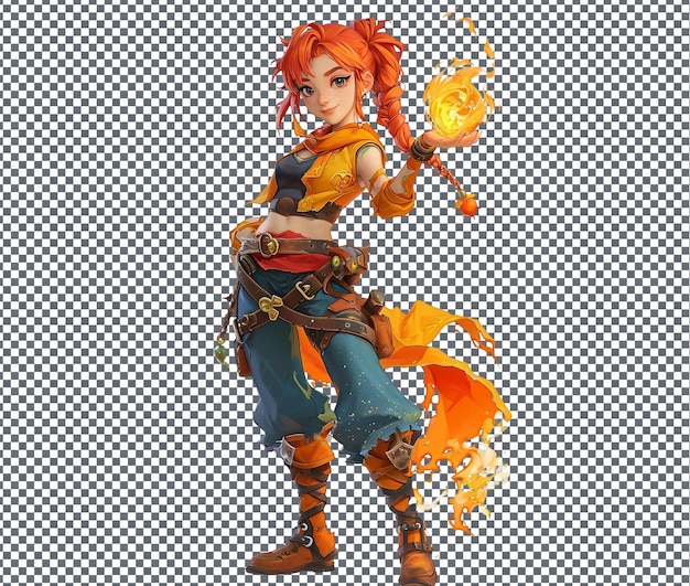 so cute elemental sorceress isolated on transparent background