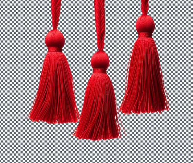 PSD so pretty red tassels isolated on transparent background