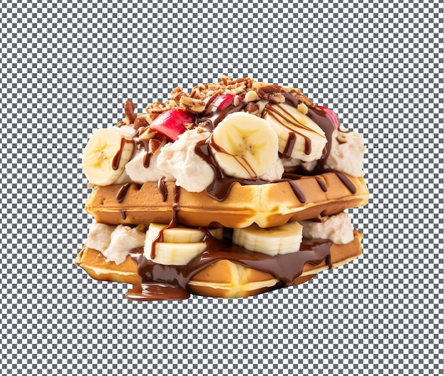 PSD so sweet banana split pancake isolated on transparent background