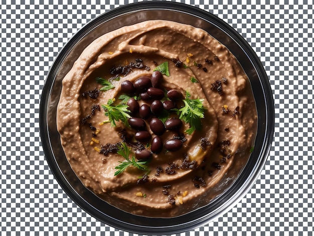 So sweet black bean hummus isolated on transparent background