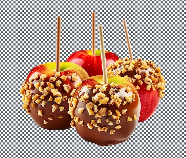 PSD so sweet caramel apples isolated on transparent background