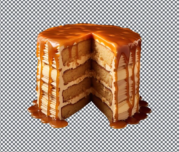PSD so sweet caramel cake isolated on transparent background