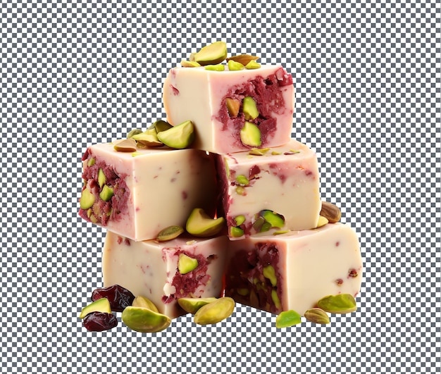 Così dolce cranberry pistachio fudge isolato su uno sfondo trasparente