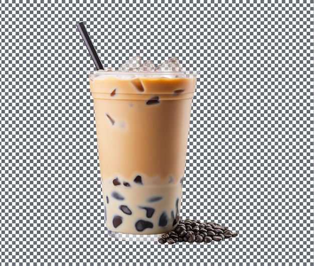 so sweet grass jelly milk tea isolated on transparent background