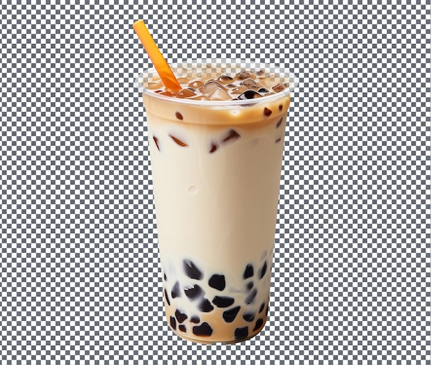 so sweet grass jelly milk tea isolated on transparent background