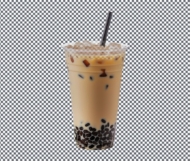 so sweet grass jelly milk tea isolated on transparent background