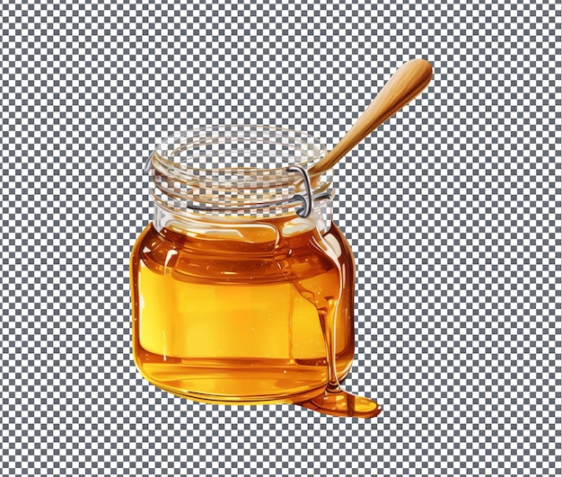 Такая сладкая баночка меда изолирована на прозрачном фоне