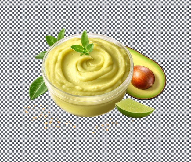 PSD so yummy avocado hummus isolated on transparent background