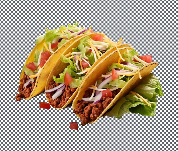So yummy beef tacos isolated on transparent background