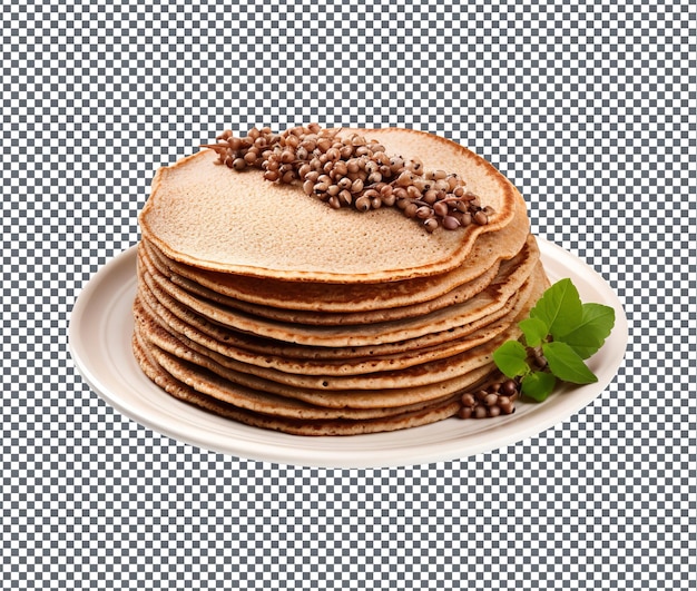 So yummy buckwheat pancakes isolated on transparent background