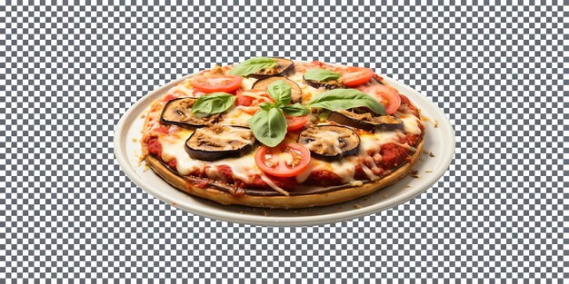 So yummy eggplant parmesan pizza isolated on transparent background