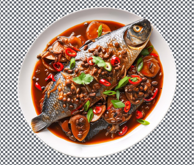 PSD so yummy fish in black bean sauce isolated on transparent background