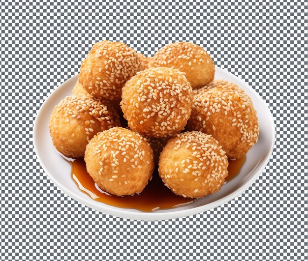 So yummy fried sesame balls isolated on transparent background