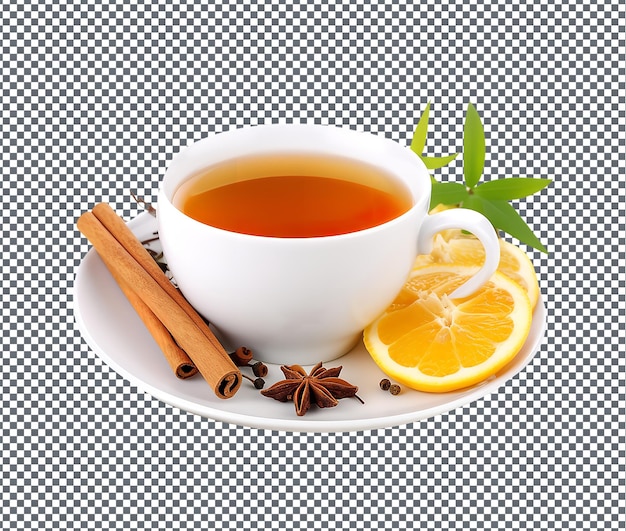 PSD so yummy orange spice tea herbal isolated on transparent background