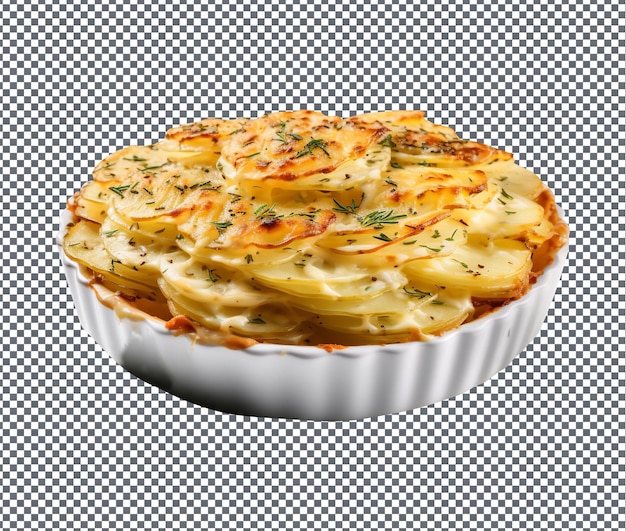 So yummy scalloped potatoes sliced isolated on transparent background