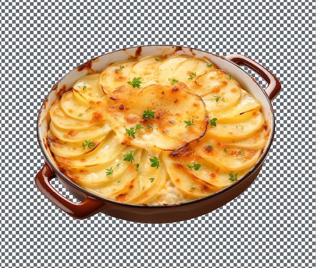 So yummy scalloped potatoes sliced isolated on transparent background