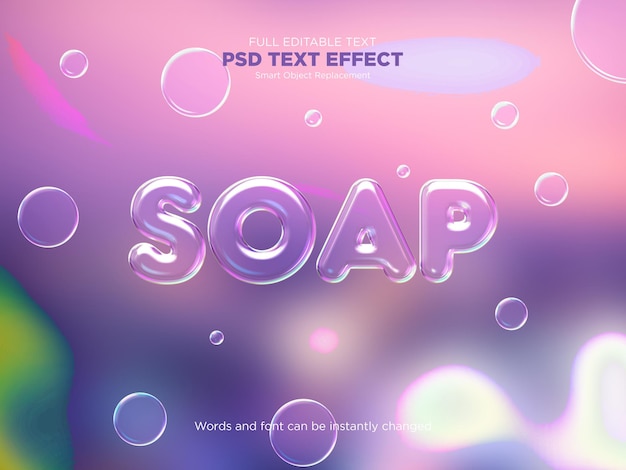 PSD 石鹸の3dテキスト効果のモックアップ