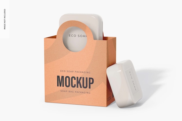 Soap bag packaging mockup, right view