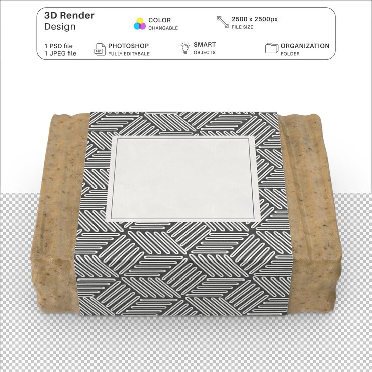 PSD soap bar 3d рендеринг psd