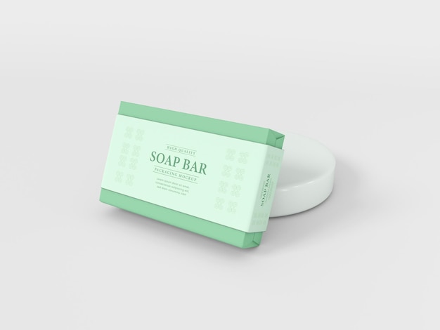 Soap bar paper box packaging mockup