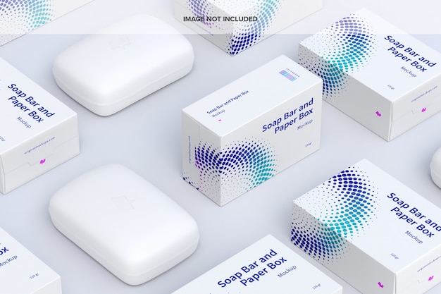 Soap bars and paper boxes set mockup