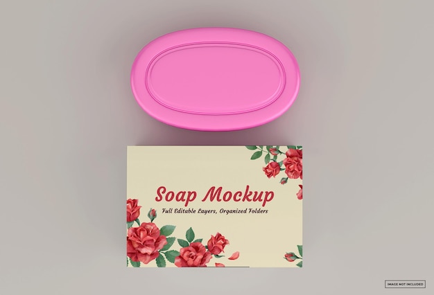 PSD mockup di scatola di sapone isolato su sfondo di colore morbido