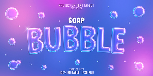 Soap bubble 3d text style effect template