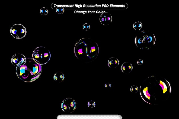 PSD Мыльные пузырьки, выделенные на черном фоне