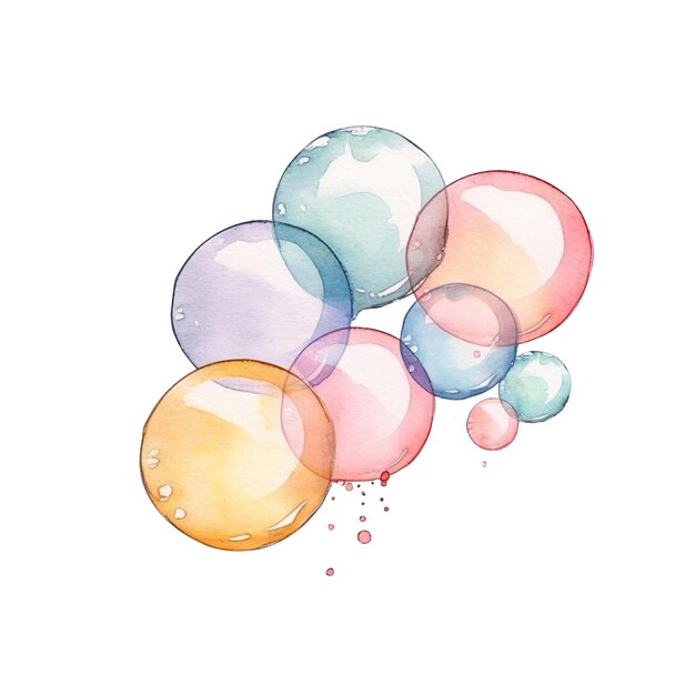 PSD soap bubbles isolated watercolor illustration