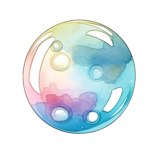 Soap bubbles isolated watercolor illustration