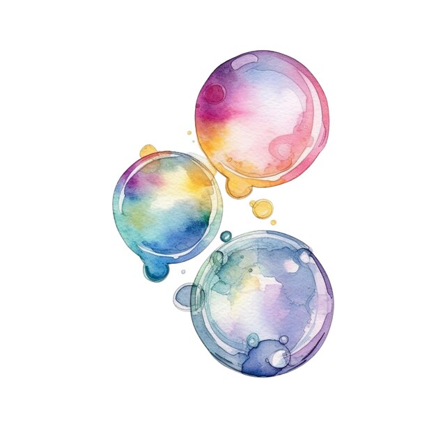 PSD soap bubbles isolated watercolor illustration