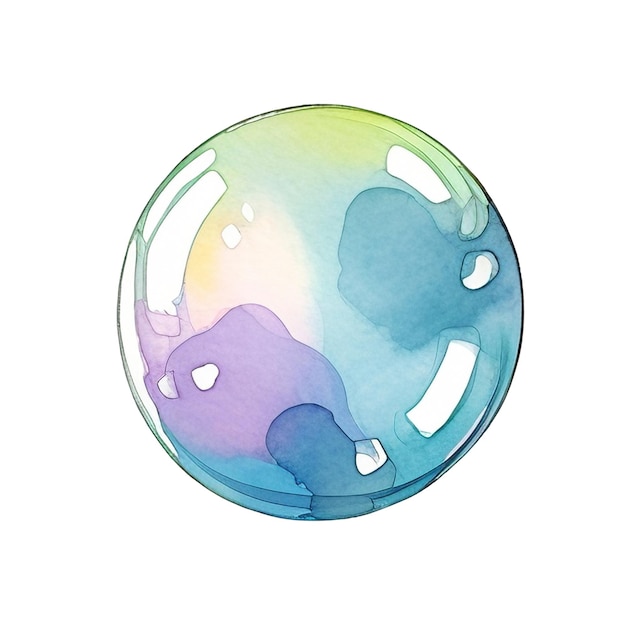 PSD soap bubbles isolated watercolor illustration