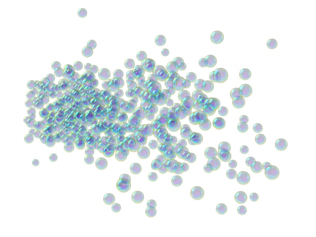 Soap bubbles Isolated White Background 3D rendering