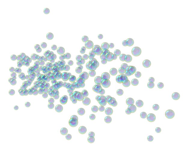 Soap bubbles Isolated White Background 3D rendering
