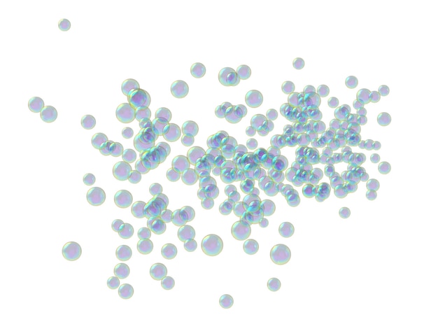 Soap bubbles Isolated White Background 3D rendering