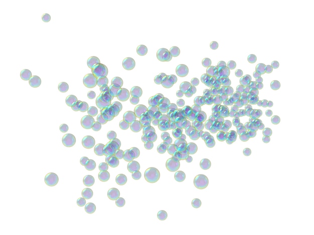 PSD 비누 거품 격리 된 흰색 배경 3d 렌더링