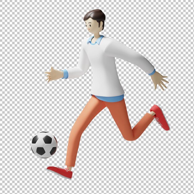 孤立したキャラクターをレンダリングするサッカーの3dイラストデザイン