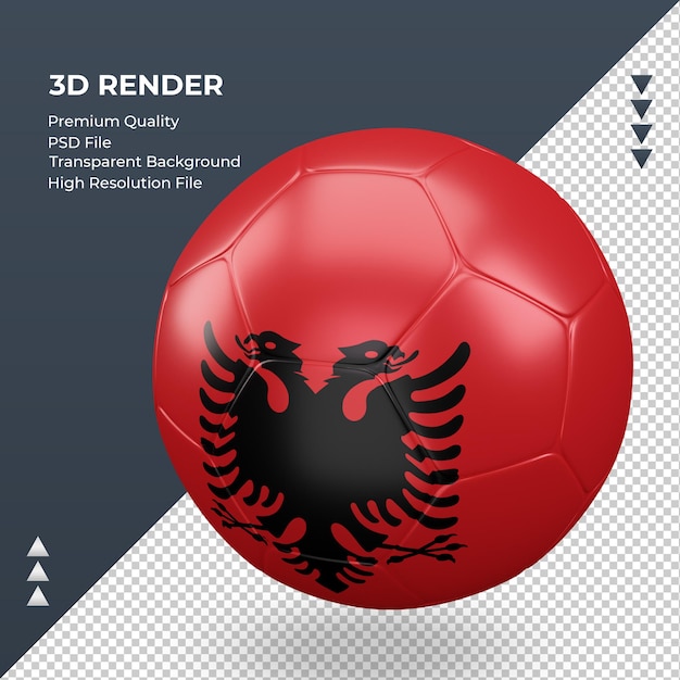 サッカーボールアルバニアの旗の現実的な3dレンダリングの右側面図