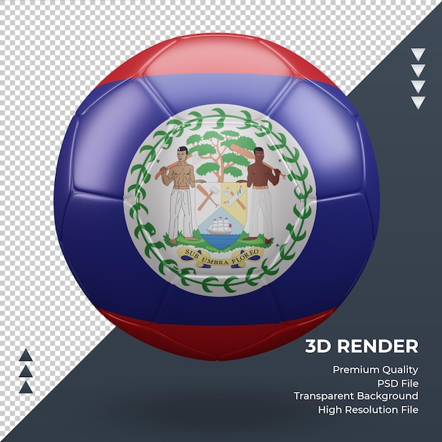 Soccer ball Belize flag realistic 3d rendering front view