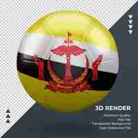 PSD pallone da calcio brunei darussalam bandiera realistica 3d rendering vista frontale