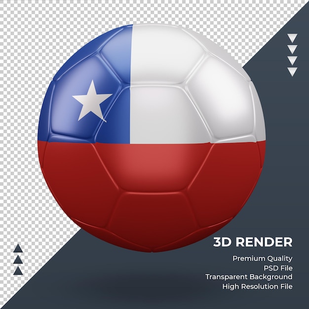 サッカーボールチリ国旗リアルな3Dレンダリング正面図