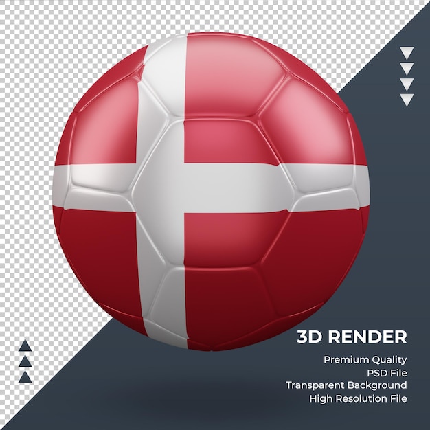 Pallone da calcio danimarca bandiera realistica 3d rendering vista frontale