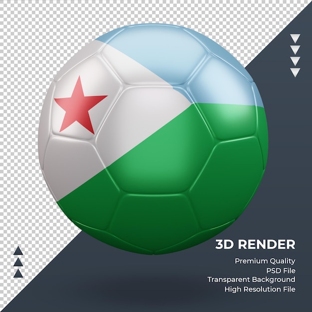 サッカーボールジブチの国旗リアルな3Dレンダリング正面図