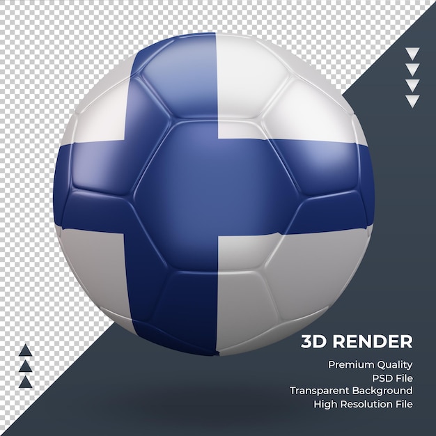 Pallone da calcio finlandia bandiera realistica 3d rendering vista frontale